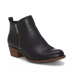 LUCKY BRAND Basel Black Leather Flat Bootie 11W